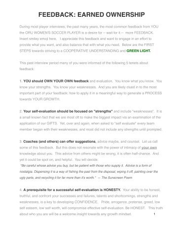Feedback ORU WOSOC