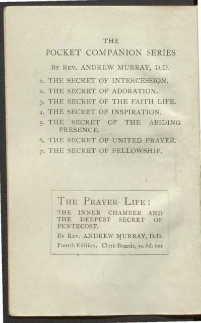 The Secret of Fellowship by Andrew Murray
