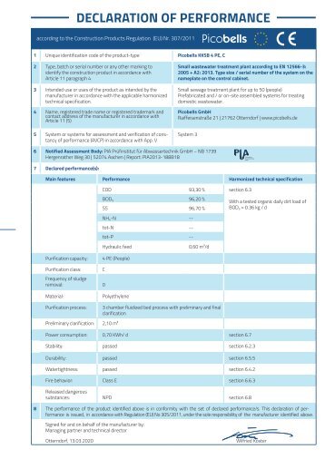 Leistungserklärung Englisch