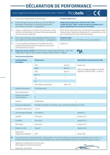 Leistungserklärung Französisch