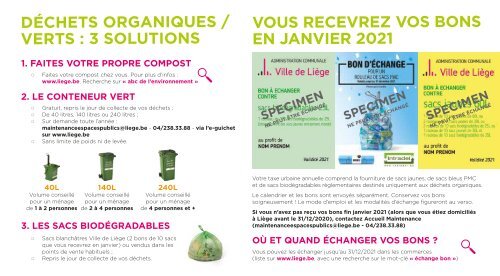 Calendrier des collectes des déchets 2021 du vendredi - Ville de Liège - Intradel