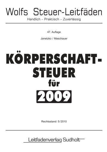 körperschaftsteuer für 2009 - Leitfadenverlag Sudholt