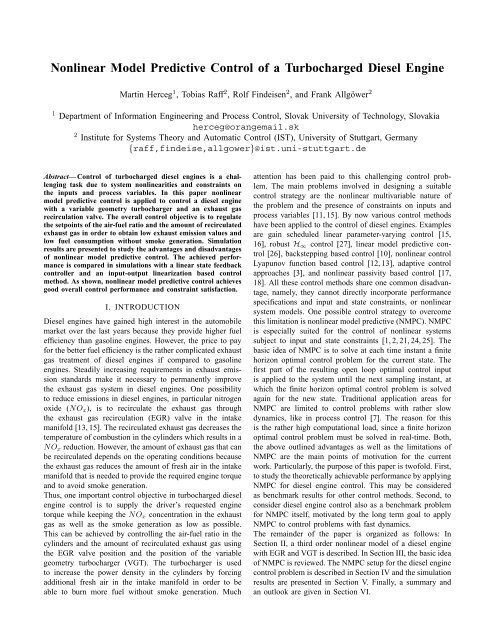 Nonlinear Model Predictive Control of a Turbocharged Diesel Engine
