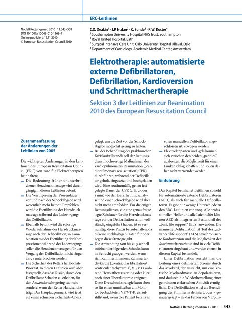 Elektrotherapie: automatisierte externe Defibrillatoren ... - ZARI