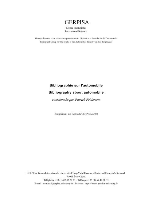 Bibliographie complète - Gerpisa