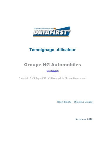 Groupe HG Automobiles_Interview_Kevin ... - DataFirst