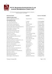 PCYC Business Supporters Club Junior Membership Directory