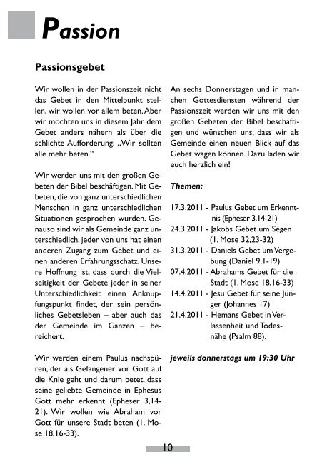 Themen dieser Ausgabe: - Evangelisch-Freikirchliche Gemeinde ...