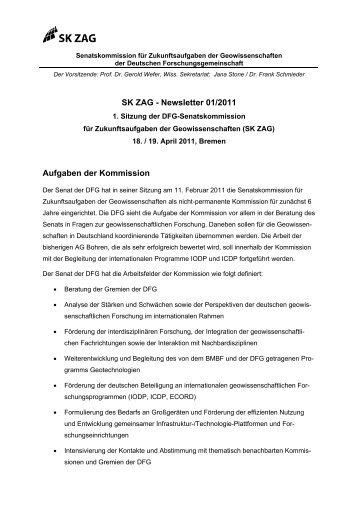 SK ZAG - Newsletter 01/2011 Aufgaben der ... - Geokommission