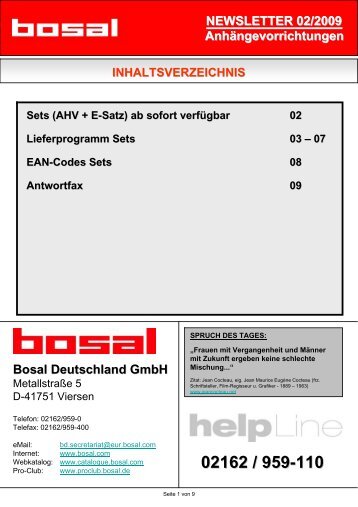 NEWSLETTER 02/2009 Bosal Deutschland GmbH ...