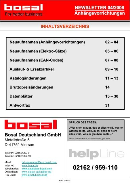 NEWSLETTER 04/2008 Bosal Deutschland GmbH ...