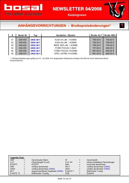 NEWSLETTER 04/2008 Bosal Deutschland GmbH ...