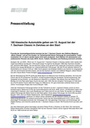 180 klassische Automobile ge 7. Sachsen Classic ... - Motor Klassik