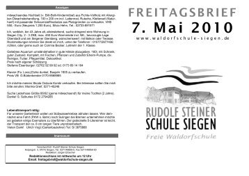 Freitagsbrief vom 07.05.2010 - Rudolf-Steiner-Schule Siegen Freie ...