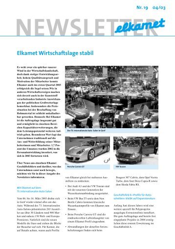 NEWSLETTER Nr. 19 04/03 - Elkamet