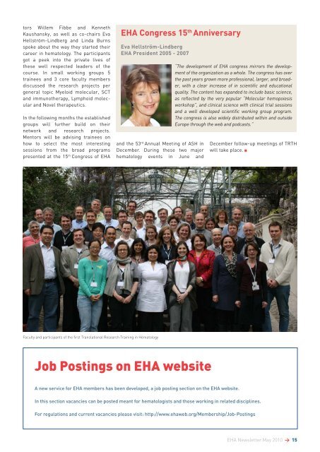EHA Congress 15th Anniversary - European Hematology Association