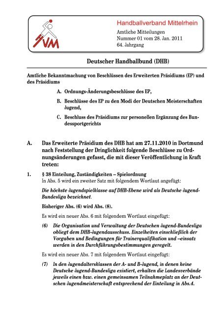 AM 1/11 (pdf) - Handballkreis Köln/Rheinberg