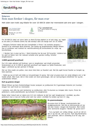 forskning.no > Som man forsker i skogen, får ... - Skog og landskap