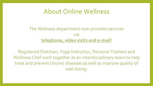 The Wellness Department ONLINE Guide for PHNS 2020  