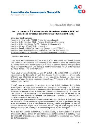 Lettre ouverte Ceetrus 08/12/2020