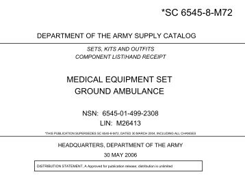A6545 Medical Code *SC 6545-8-M74 - US Army Medical Materiel Agency