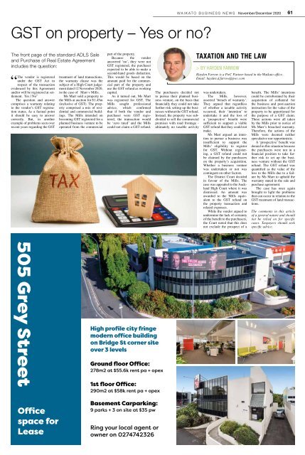 Waikato Business News November/December 2020 