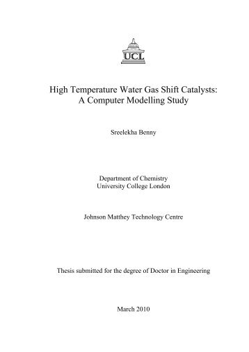 High temperature water gas shift catalysts - University College London