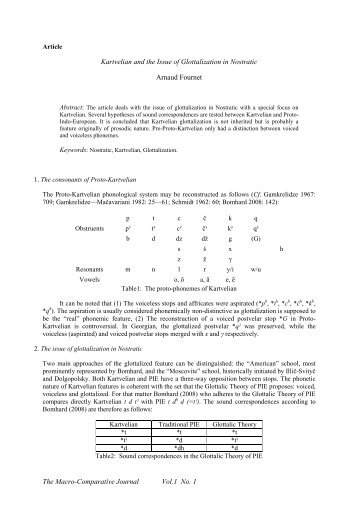 Kartvelian and the Issue of Glottalization in Nostratic