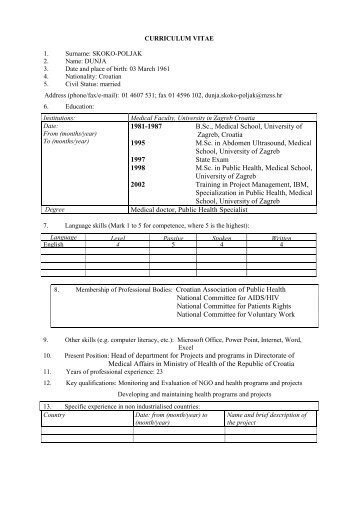 ANNEX F3 STANDARD EU FORMAT CV