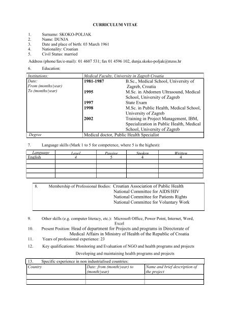 ANNEX F3 STANDARD EU FORMAT CV