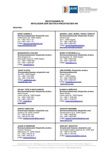 rechtsanwälte mitglieder der deutsch-kroatischen ihk - AHK Kroatien