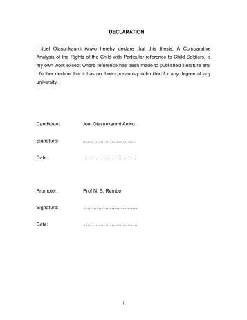 thesis declaration by candidate