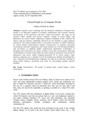 Virtual People in a Computer World - CARNet