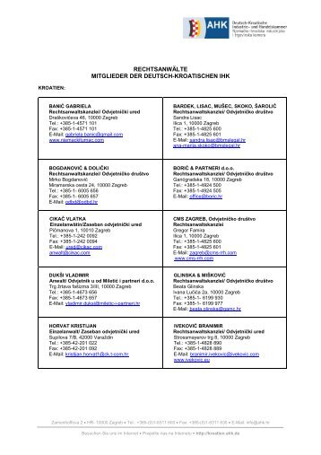2011_Rechtsanwälte Mitglieder - AHK Kroatien