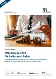 RVG-Tabelle 2021 für ReNos und ReFas 