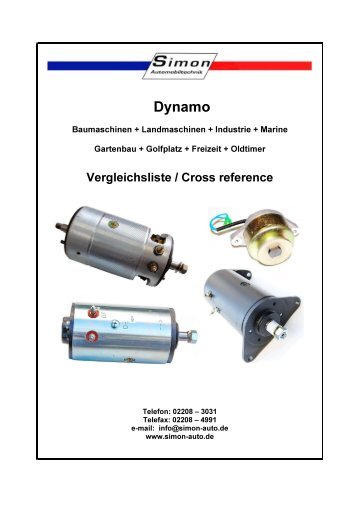 Dynamo Referenznummern nach Hersteller sortiert (Ausgabe 01/21)