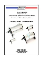 Dynastarter Referenznummern nach Hersteller sortiert (Ausgabe 01/21)