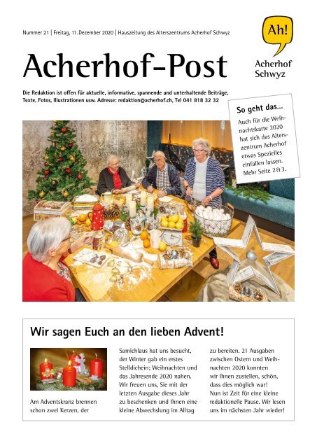 Acherhof-Post Nr. 21 | 11. Dezember 2020