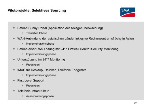 SMA Übersicht - Entscheiderforum Outsourcing