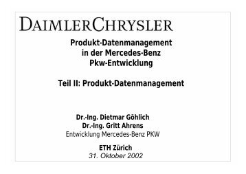 Produkt-Datenmanagement in der Mercedes ... - SIM - ETH Zürich