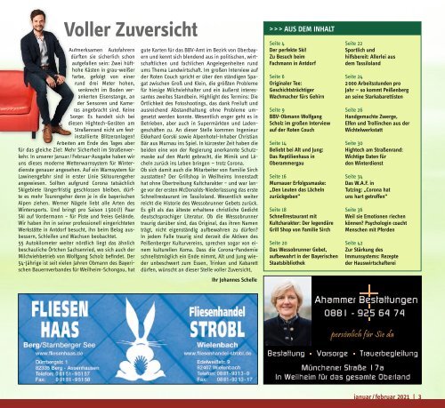 tassilo - das Magazin rund um Weilheim und die Seen - Ausgabe Januar/Februar 2021