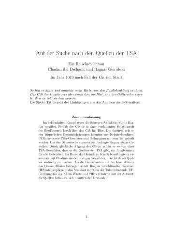 Auf der Suche nach den Quellen der TSA - dsa