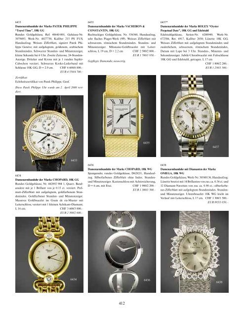 Schmuck, Taschen- und Armbanduhren - Galerie Fischer Auktionen ...