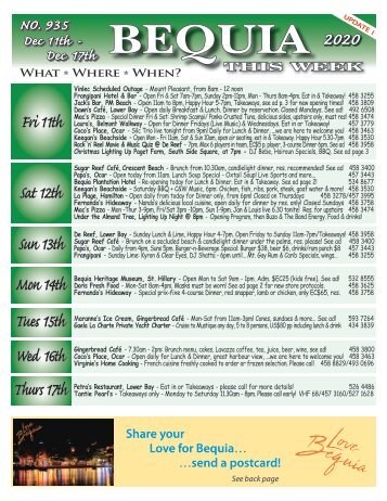 Bequia this Week - 11th December - 17th December 2020