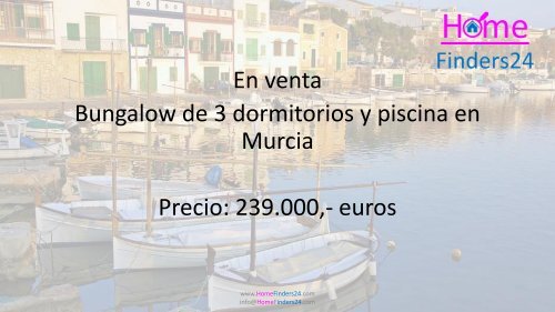 A la venta este bungalow de 3 dormitorios con piscina en Murcia. (BNG0008)