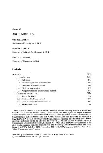 ARCH MODELS a Contents Abstract 2961 1. Introduction 2961 2 ...