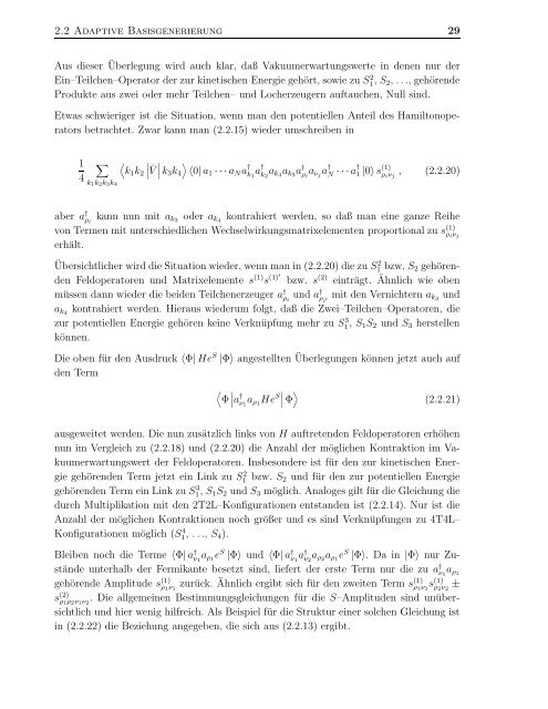 Vielteilchentheorien in Modellräumen mit diskreter Darstellung