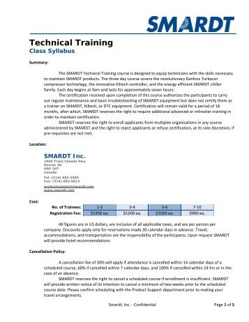 Technical Training - Smardt Chiller Group Inc.