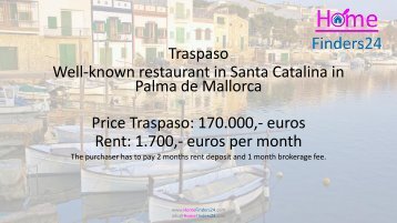 Traspaso of this well-known restaurant in Santa Catalina, near Cuba in Palma de Mallorca. (LOC0022)