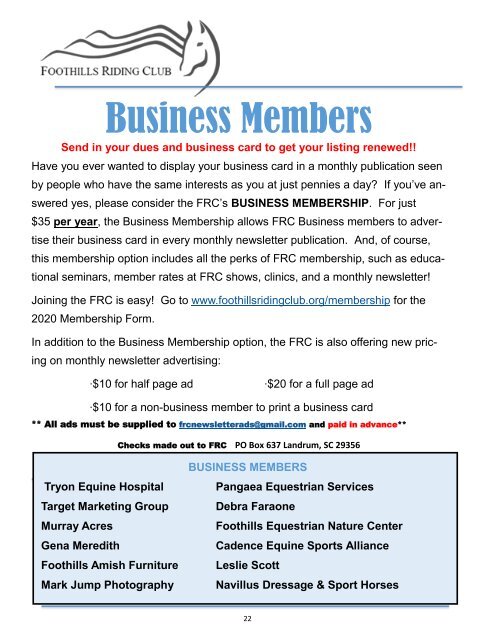 December 2020 FRC Member Newsletter